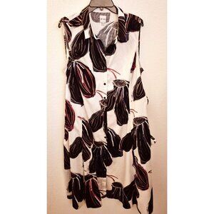 Nik +Zoe Floral Cotton Blend Sleeveless A-Line Button Front Dress 1X EUC